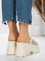 Papuci Dama cu Platforma 3AW286 WHITE | MEI