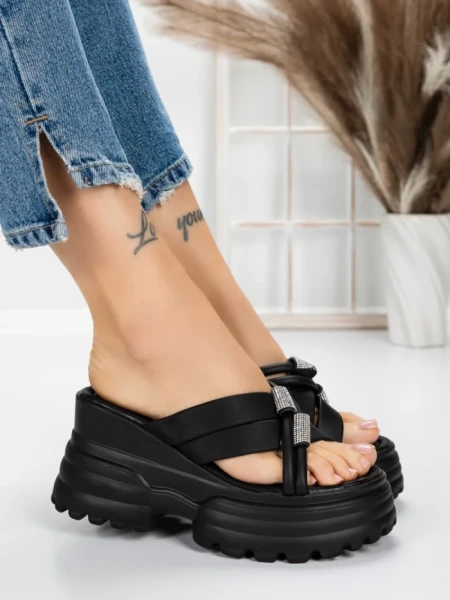 Papuci Dama cu Platforma 3AW321 BLACK | MEI