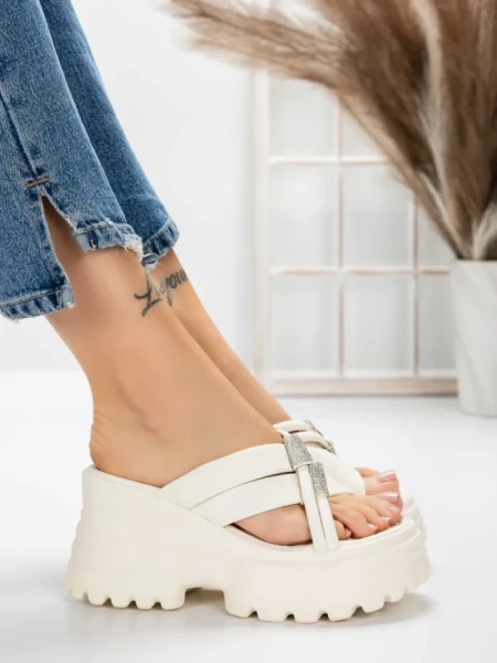 Papuci Dama cu Platforma 3AW321 WHITE | MEI