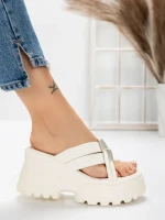 Papuci Dama cu Platforma 3AW321 WHITE | MEI