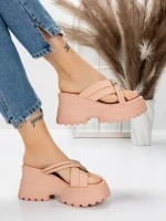 Papuci Dama cu Platforma 3AW321 PINK | MEI