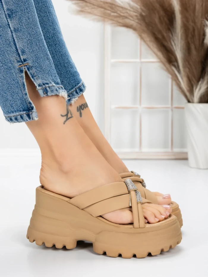 Papuci Dama cu Platforma 3AW321 APRICOT | MEI