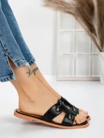 Papuci Dama cu Talpa Joasa 3AW307 BLACK | MEI
