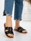 Papuci Dama cu Talpa Joasa 3AW307 BLACK | MEI