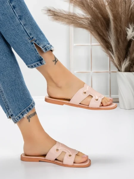 Papuci Dama cu Talpa Joasa 3AW307 PINK | MEI