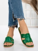 Papuci Dama cu Talpa Joasa 3AW307 GREEN | MEI
