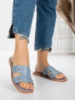 Papuci Dama cu Talpa Joasa 3AW307 BLUE | MEI