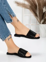 Papuci Dama cu Talpa Joasa 3AQ18 BLACK | MEI