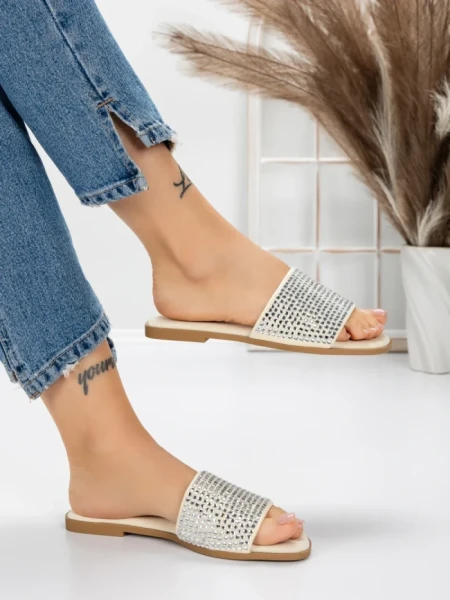 Papuci Dama cu Talpa Joasa 3AQ18 BEIGE | MEI