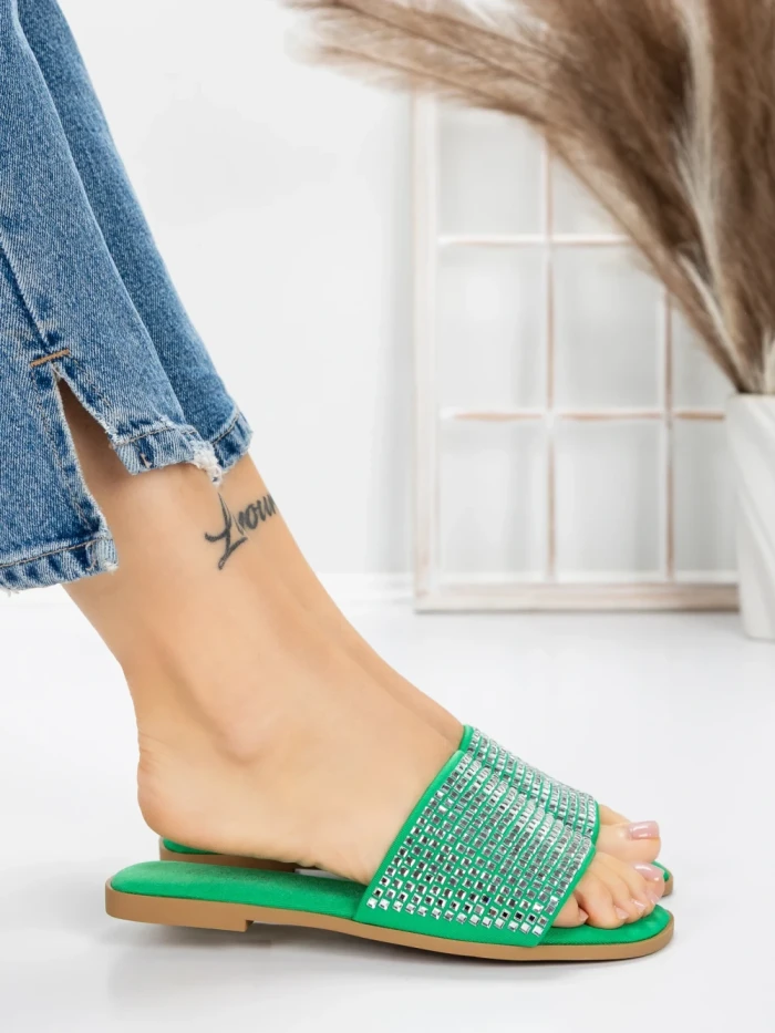 Papuci Dama cu Talpa Joasa 3AQ18 GREEN | MEI