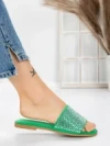 Papuci Dama cu Talpa Joasa 3AQ18 GREEN | MEI