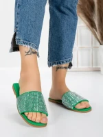 Papuci Dama cu Talpa Joasa 3AQ18 GREEN | MEI