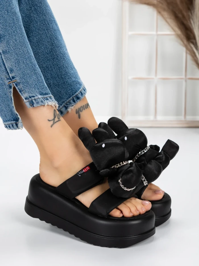 Papuci Dama cu Platforma 3WL229 BLACK | MEI