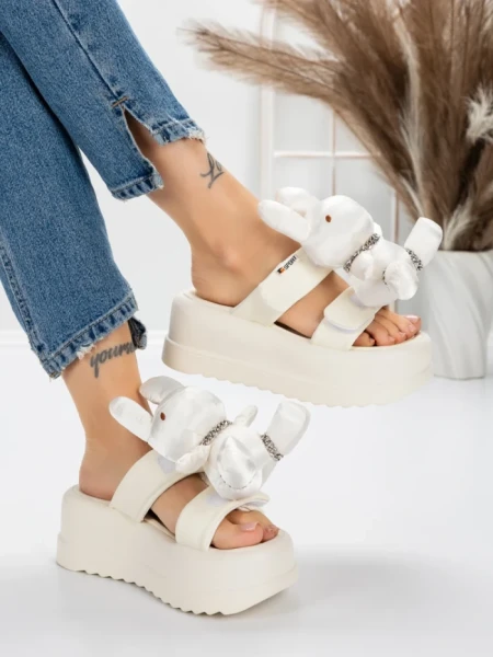 Papuci Dama cu Platforma 3WL229 WHITE | MEI