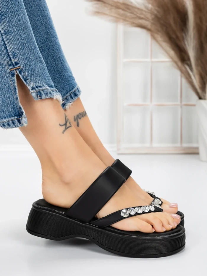 Papuci Dama cu Talpa Joasa 3AW291 BLACK | MEI