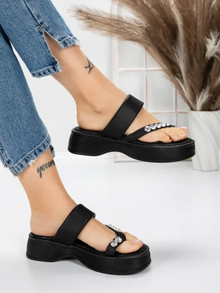 Papuci Dama cu Talpa Joasa 3AW291 BLACK | MEI