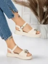Sandale Dama cu Talpa Joasa 5WL23 BEIGE | MEI