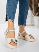 Sandale Dama cu Talpa Joasa 5WL23 BEIGE | MEI