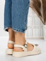 Sandale Dama cu Talpa Joasa 5WL23 BEIGE | MEI