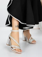 Sandale Dama cu Toc Gros 3AXKK188 SILVER | MEI