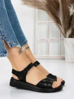 Sandale Dama cu Talpa Joasa 5XJ56 BLACK | MEI