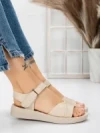 Sandale Dama cu Talpa Joasa 5XJ56 BEIGE | MEI