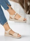 Sandale Dama cu Talpa Joasa 5XJ56 BEIGE | MEI
