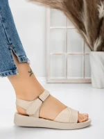 Sandale Dama cu Talpa Joasa 5XJ56 BEIGE | MEI