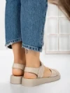 Sandale Dama cu Talpa Joasa 5XJ56 BEIGE | MEI