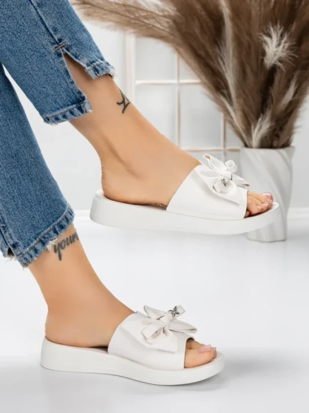 Papuci Dama cu Talpa Joasa 5XJ57 WHITE | MEI