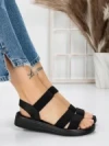 Sandale Dama cu Talpa Joasa 5XJ65 BLACK | MEI