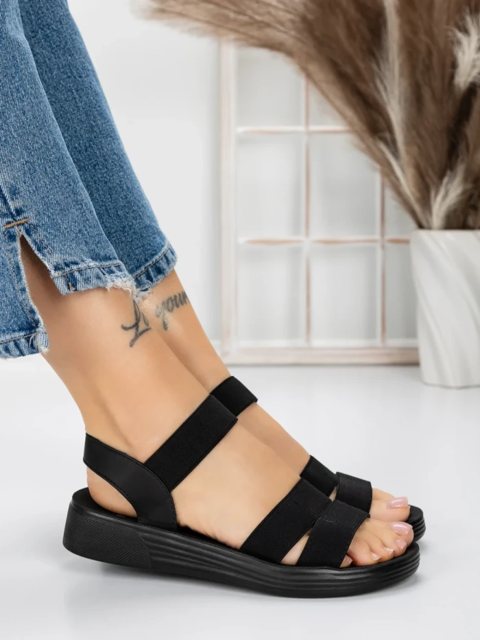 Sandale Dama cu Talpa Joasa 5XJ65 BLACK | MEI