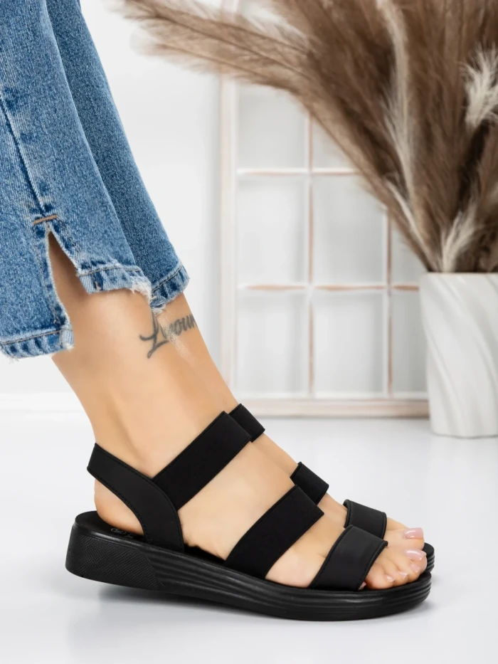 Sandale Dama cu Talpa Joasa 5XJ66 BLACK | MEI