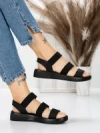 Sandale Dama cu Talpa Joasa 5XJ66 BLACK | MEI