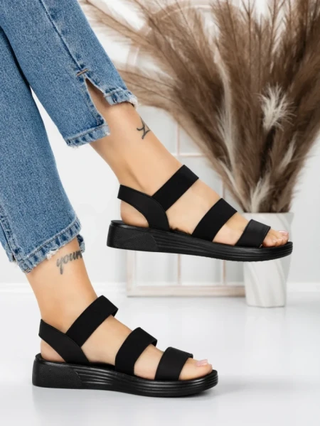Sandale Dama cu Talpa Joasa 5XJ66 BLACK | MEI