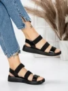 Sandale Dama cu Talpa Joasa 5XJ66 BLACK | MEI