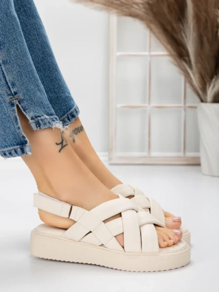 Sandale Dama cu Talpa Joasa 5H17 BEIGE | MEI