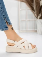 Sandale Dama cu Talpa Joasa 5H17 BEIGE | MEI
