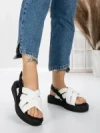 Sandale Dama cu Talpa Joasa 5H17 WHITE-BLACK | MEI