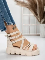 Sandale Dama cu Platforma 5HXS16 BEIGE | MEI