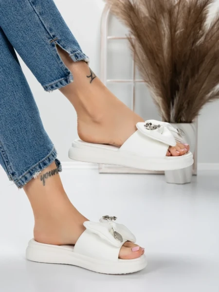 Papuci Dama cu Talpa Joasa 5WL21 WHITE | MEI
