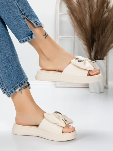 Papuci Dama cu Talpa Joasa 5WL21 BEIGE | MEI