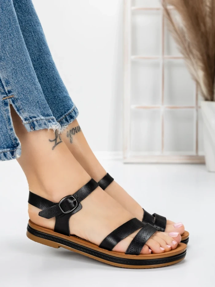 Sandale Dama cu Talpa Joasa 3GZ37 BLACK | MEI