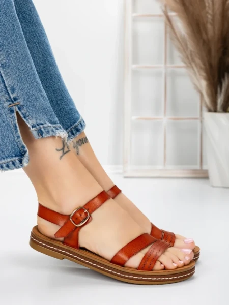 Sandale Dama cu Talpa Joasa 3GZ37 BROWN | MEI