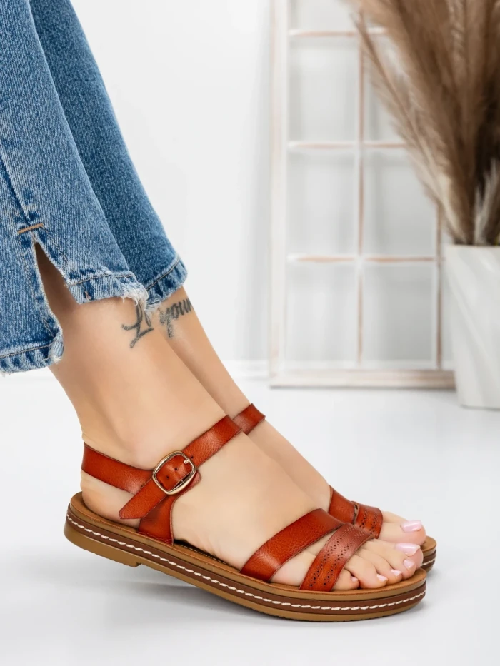 Sandale Dama cu Talpa Joasa 3GZ37 BROWN | MEI