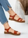 Sandale Dama cu Talpa Joasa 3GZ37 BROWN | MEI