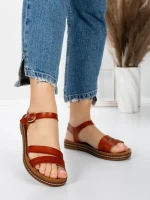 Sandale Dama cu Talpa Joasa 3GZ37 BROWN | MEI