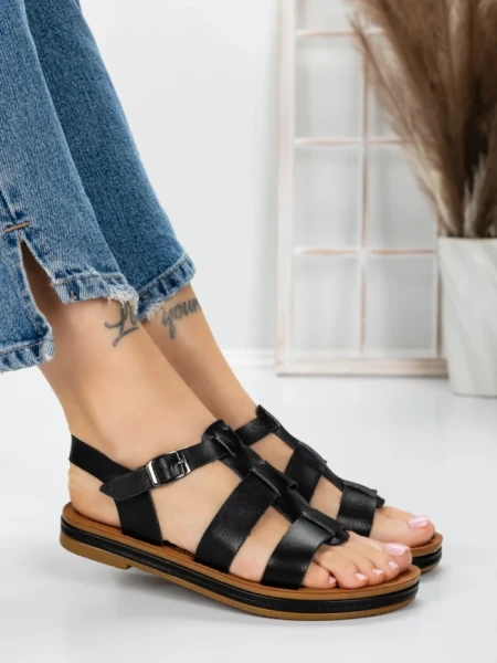 Sandale Dama cu Talpa Joasa 3GZ38 BLACK | MEI