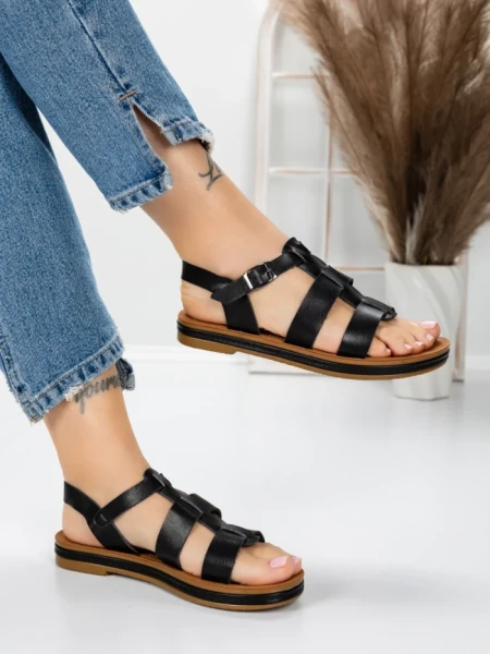 Sandale Dama cu Talpa Joasa 3GZ38 BLACK | MEI