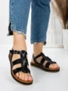 Sandale Dama cu Talpa Joasa 3GZ38 BLACK | MEI